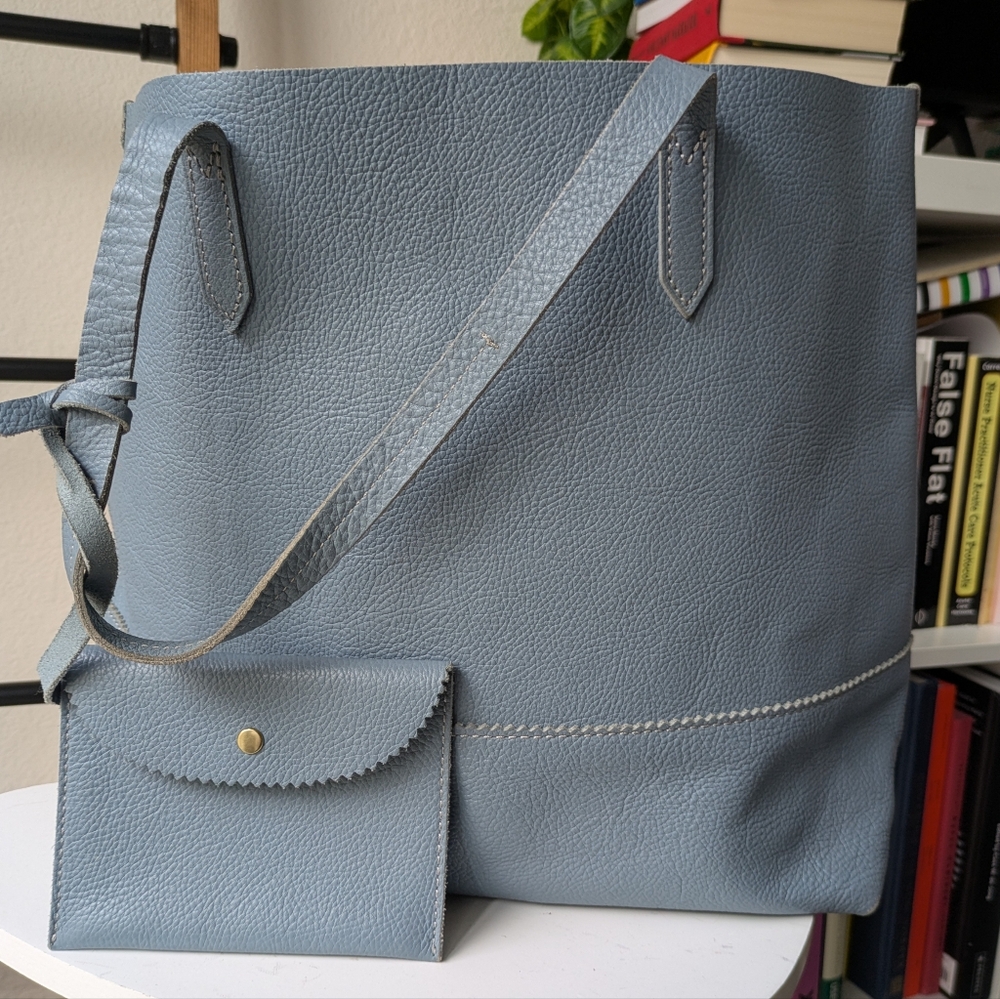 J. Crew Women's Blue Leather Tote Bag